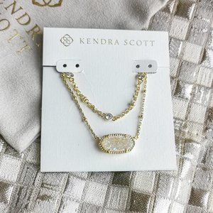 Elisa Multi Strand Necklace Gold Iridescent Drusy